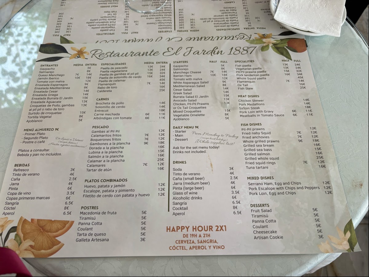 Menu Restaurante El Jardin 1887-4